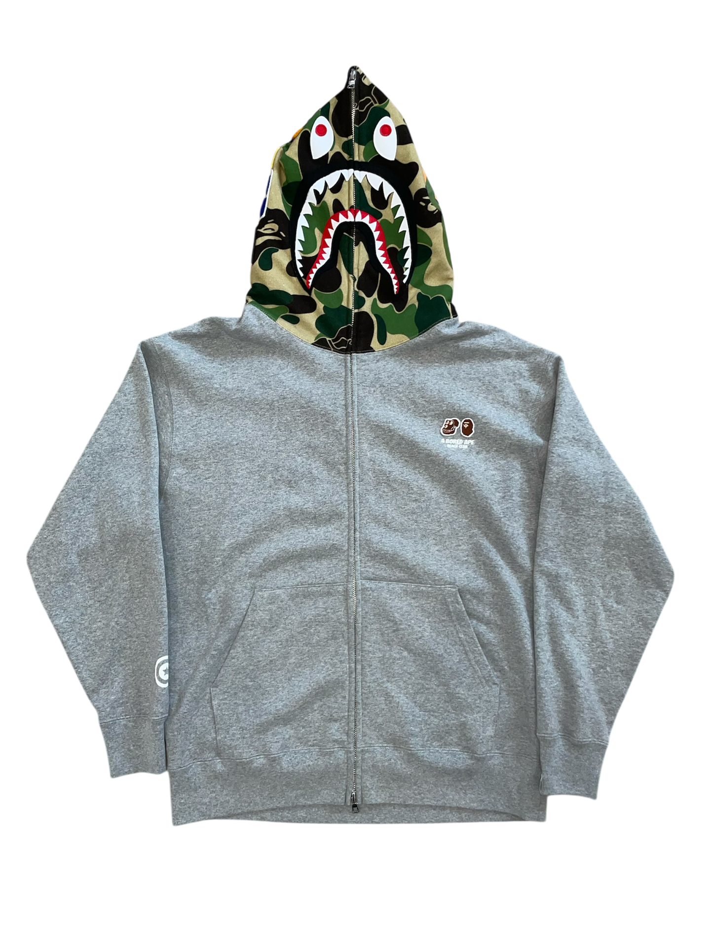 Bape X Bored Ape Yacht Club Shark Full Zip Hoodie Grey