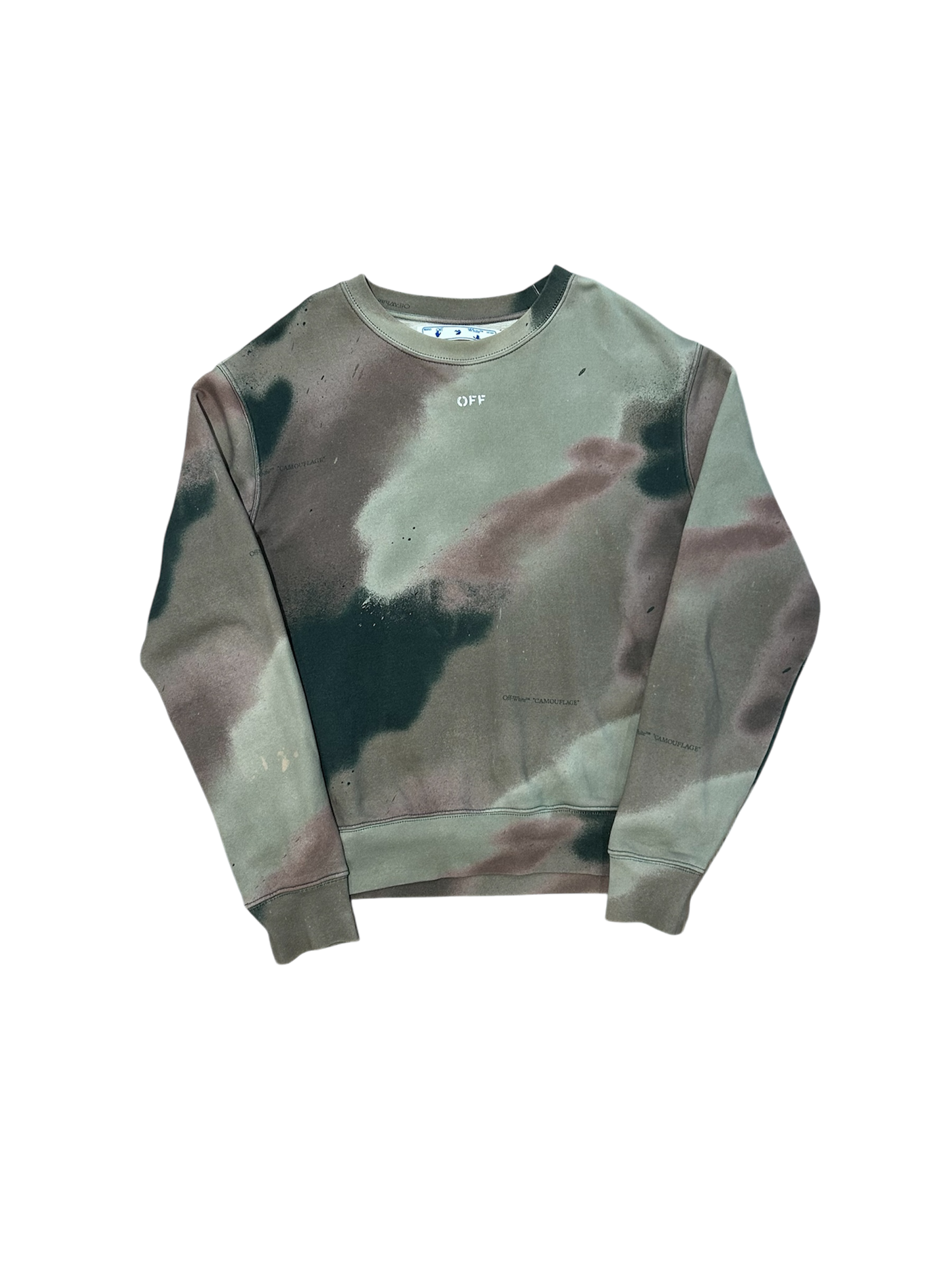 Off White Camo Spray Crewneck