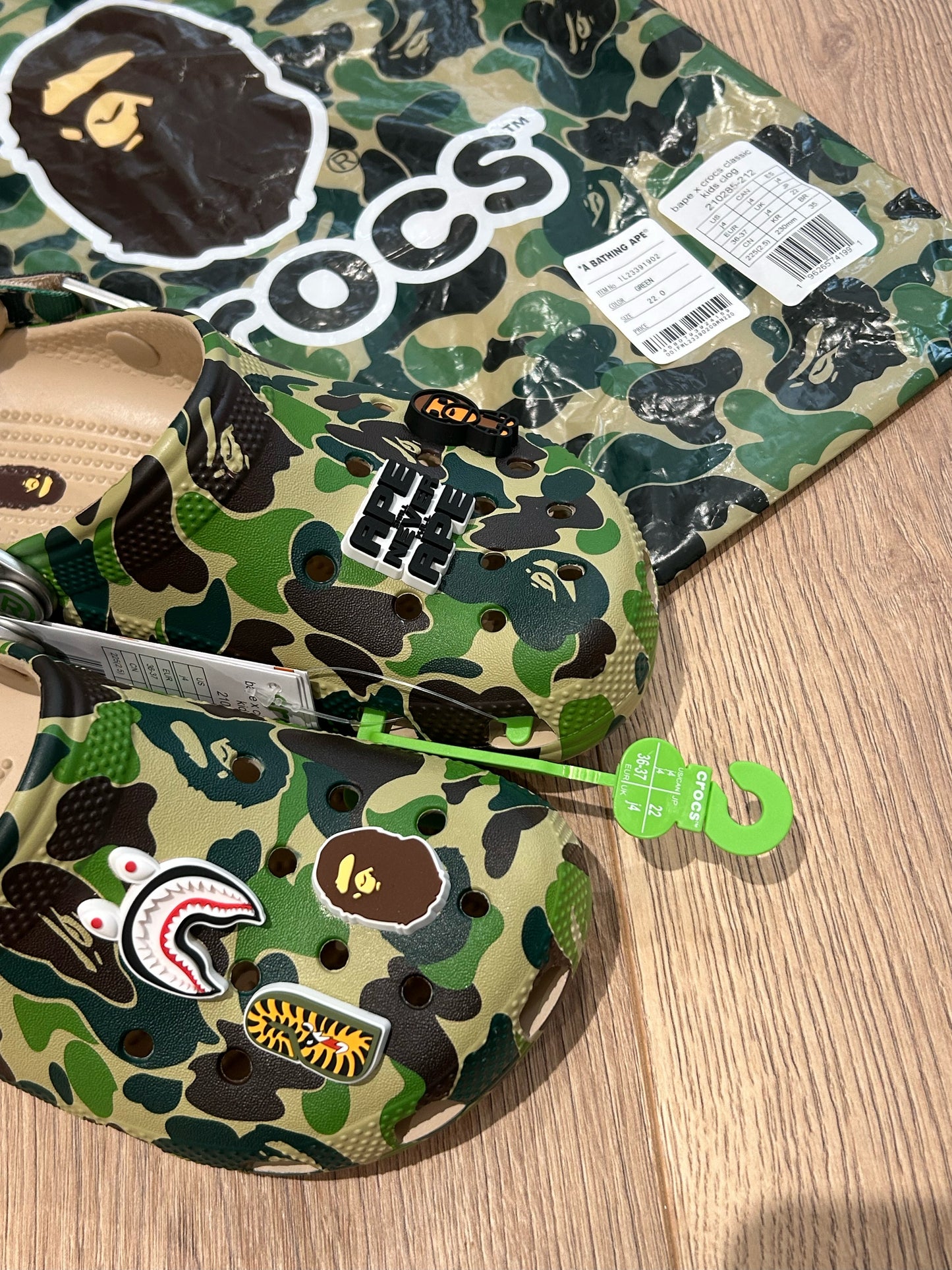 Bape X Crocs Classic Clog ABC Green Junior