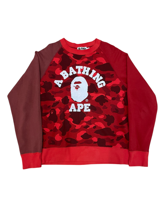 Bape Colour Camo College Crewneck Red