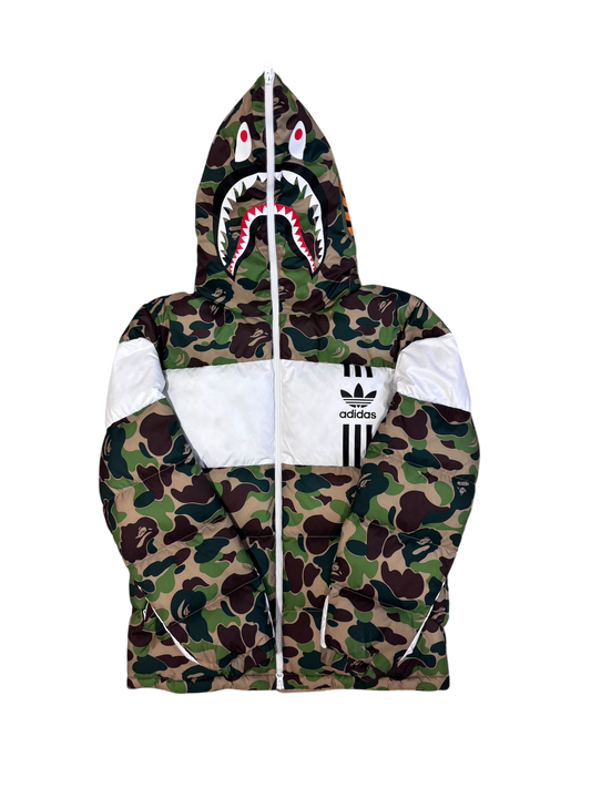 Bape X Adidas ABC Camo Firebird Shark Puffer Jacket