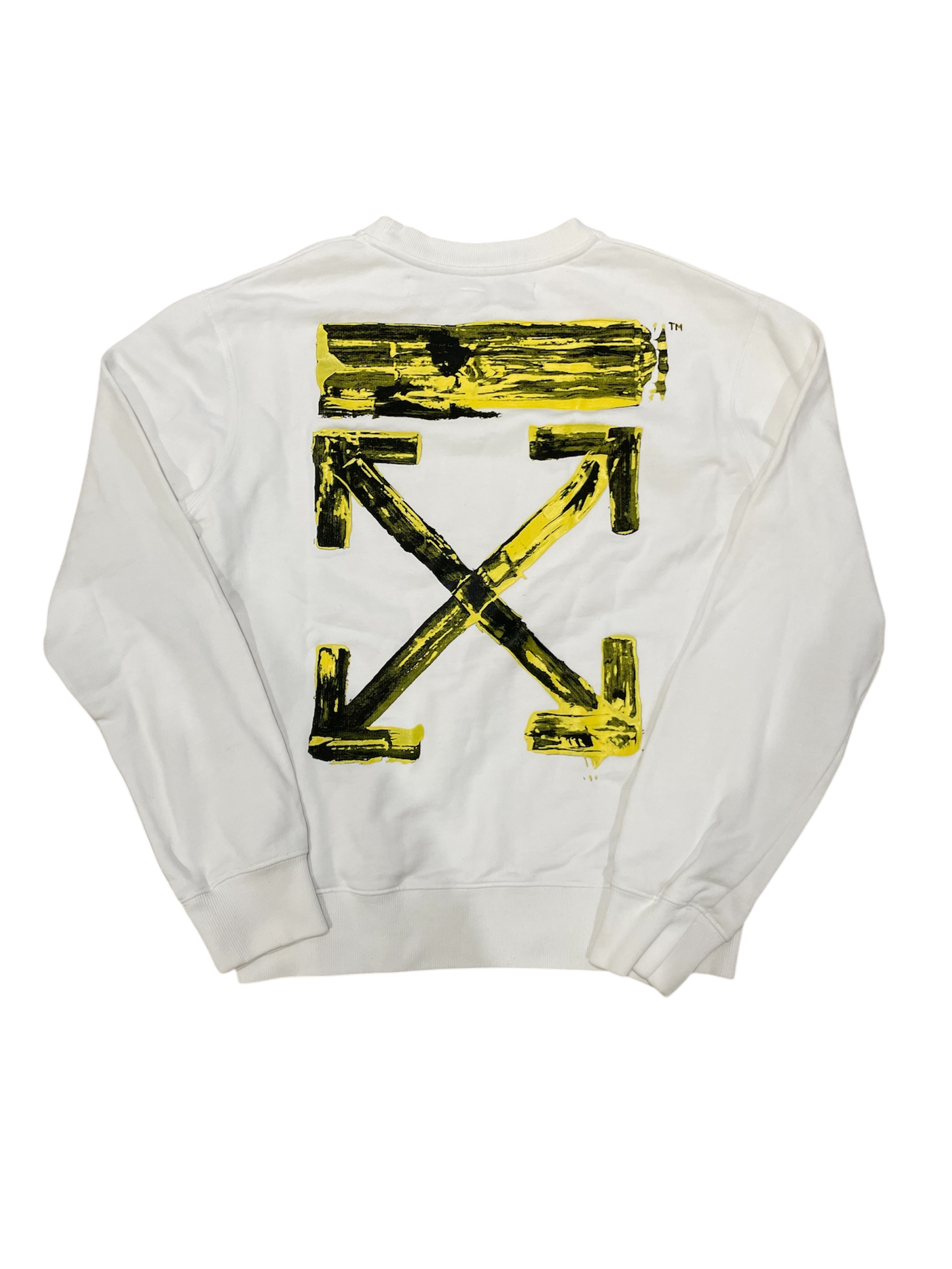Off White Acrylic Yellow Arrow Sweatshirt White
