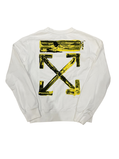Off White Acrylic Yellow Arrow Sweatshirt White