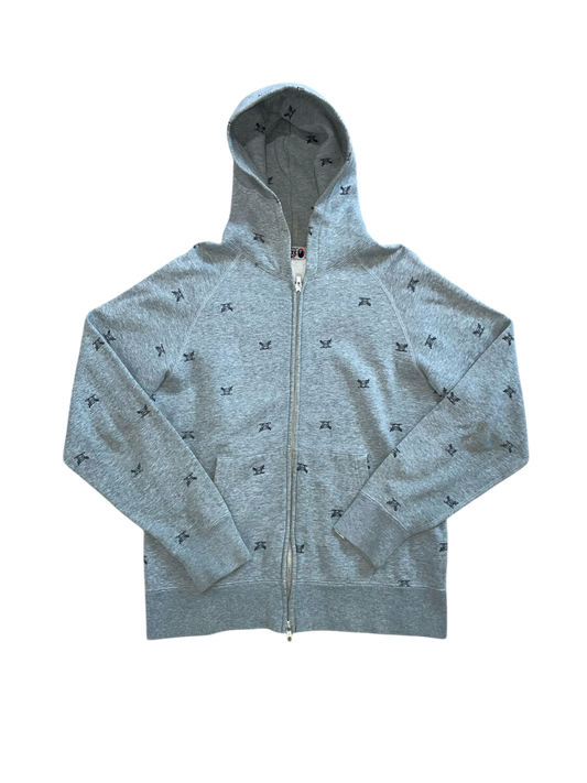 Bape Pirate All Over Zip Up Hoodie Grey