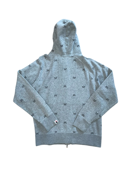 Bape Pirate All Over Zip Up Hoodie Grey