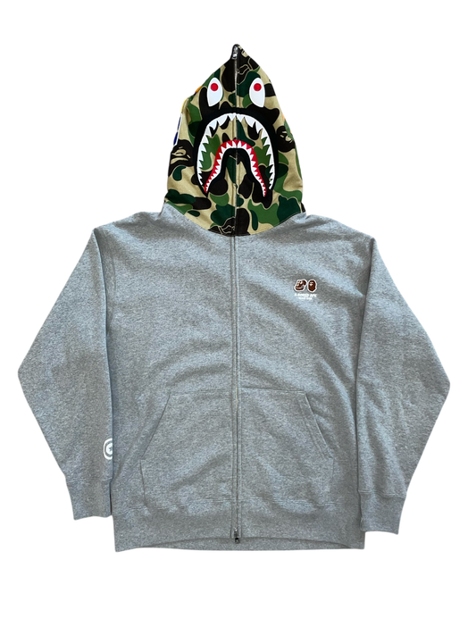 Bape X Bored Ape Yacht Club Shark Full Zip Hoodie Grey