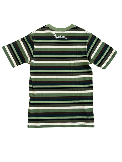 Bape X Kaws Striped College Tee Green